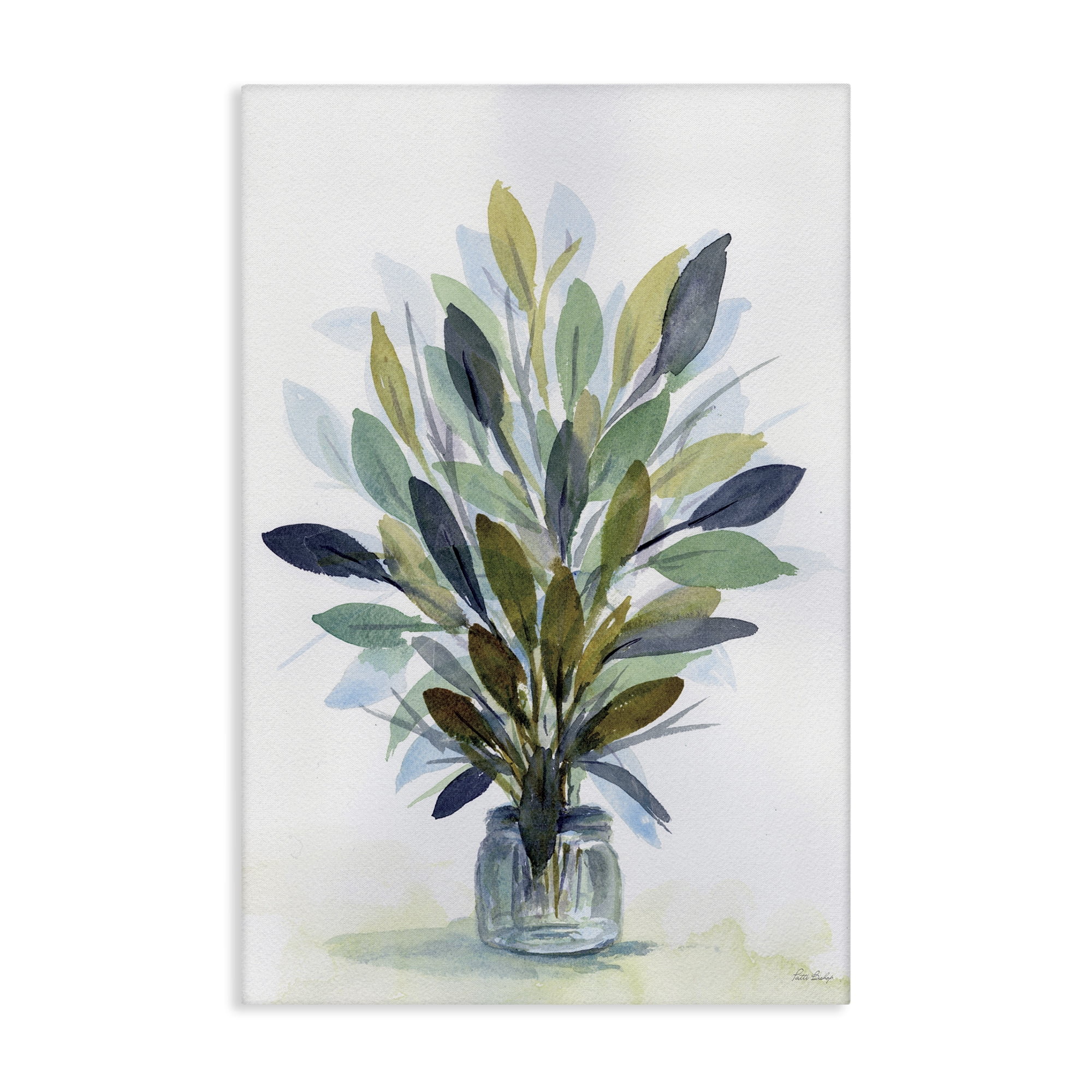 Stupell Industries Rustic Leaves Jar Botanical & Floral Painting Gallery Wrapped Canvas Art Print Wall Art, 30 x 45