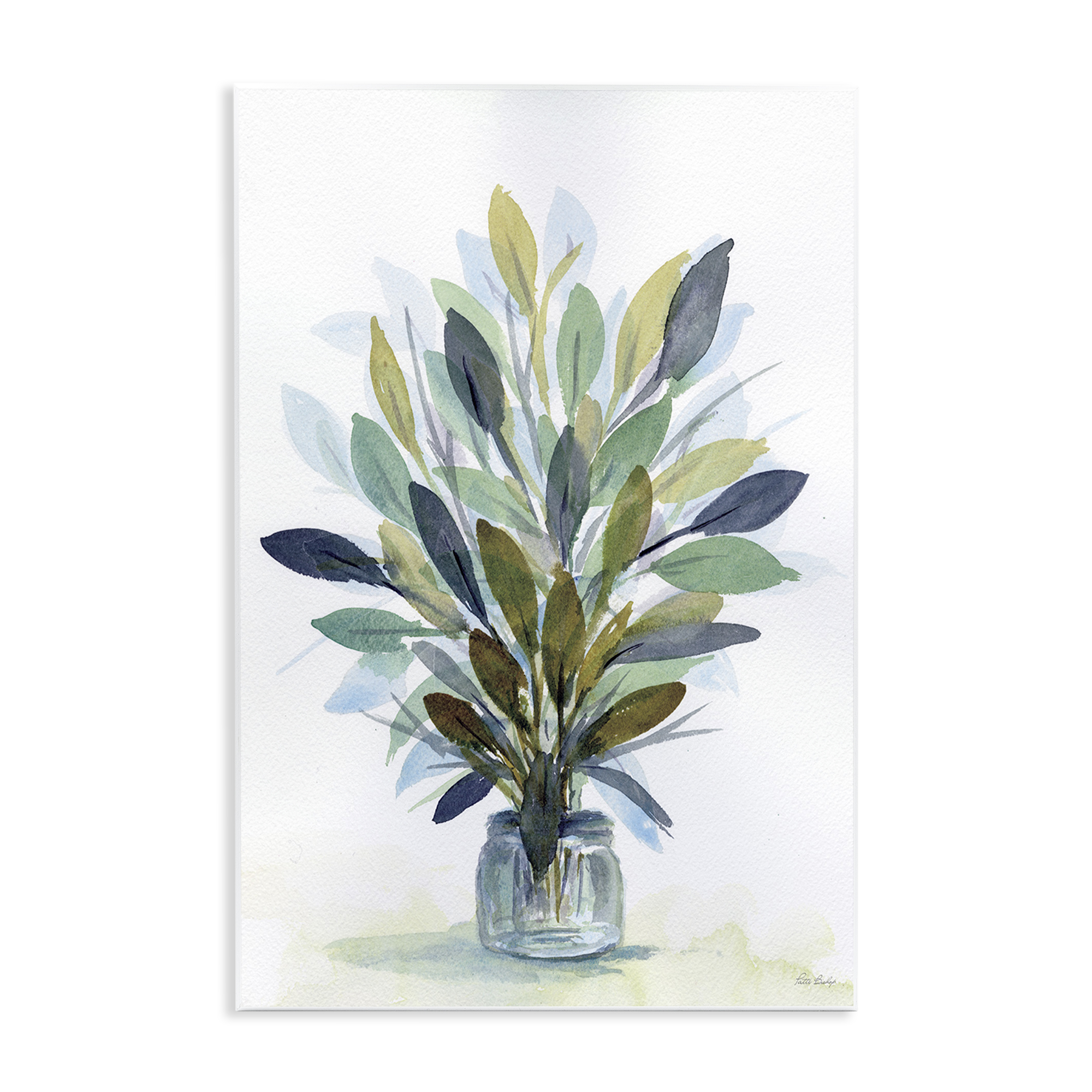 Stupell Industries Rustic Leaves Jar Botanical & Floral Painting Unframed Art Print Wall Art, 13 x 19