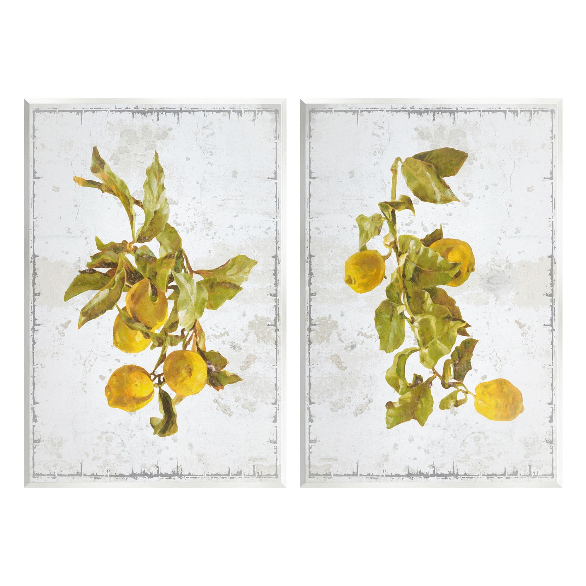 Stupell Industries Rustic Lemons & Leaves Food & Beverage Painting Unframed Art Print Wall Art, 10 x 15, Set of 2