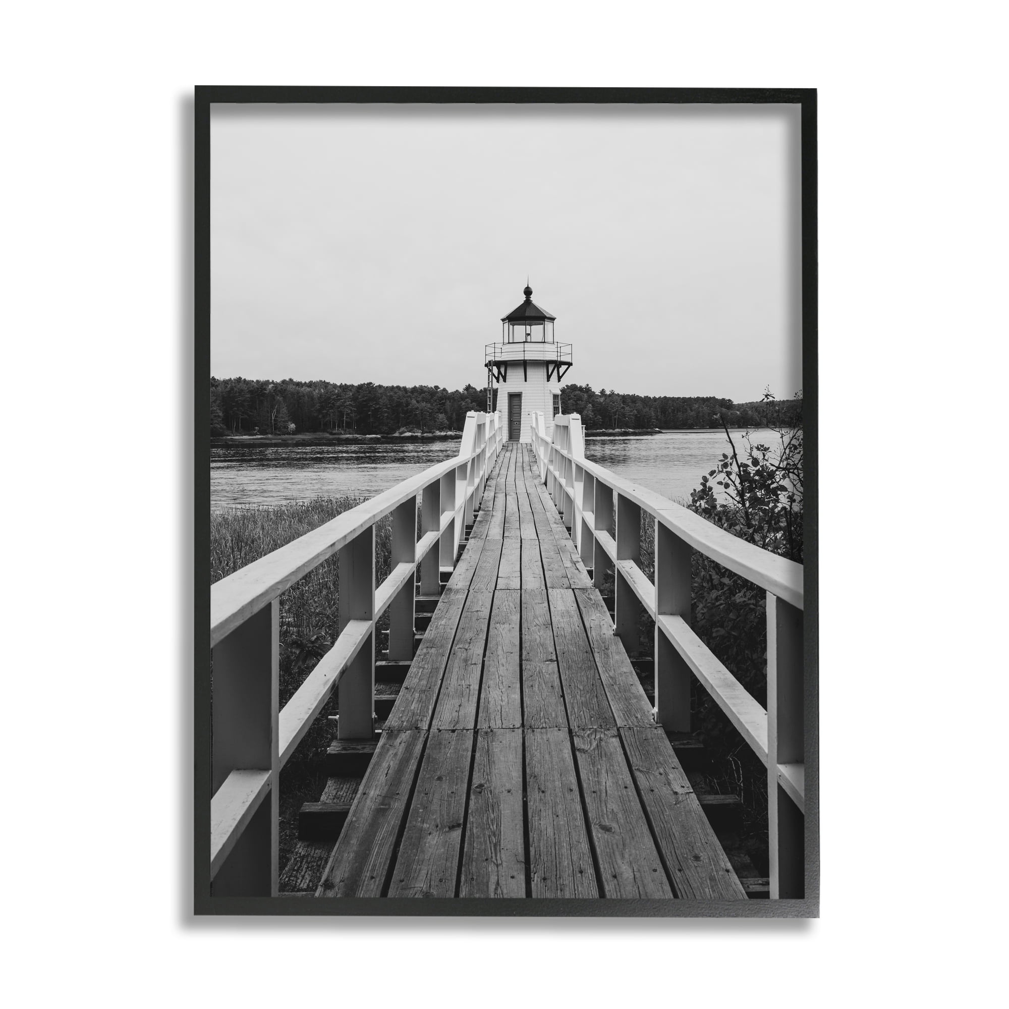 Stupell Industries Rustic Lighthouse Photography Landscape Photography Black Framed Art Print Wall Art, 24 x 30