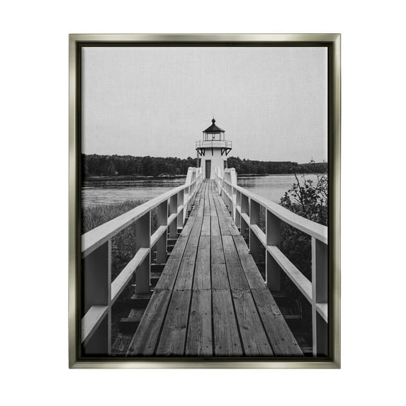 Stupell Industries Rustic Lighthouse Photography Landscape Photography Gray Floater Framed Canvas Art Print Wall Art, 17 x 21