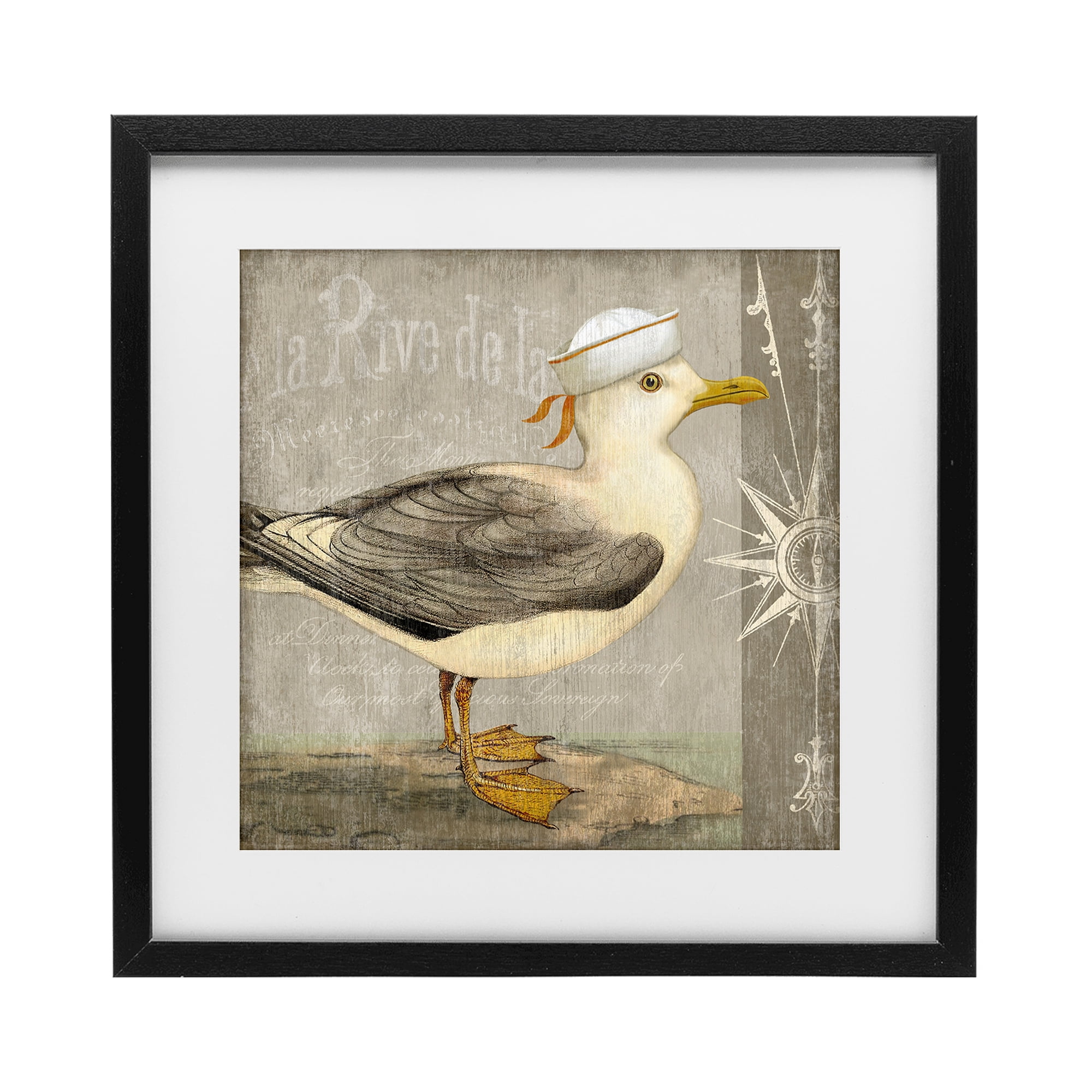 Stupell Industries Rustic Little Seagull Black Framed Print Under Glass, design by Suzanne Nicoll