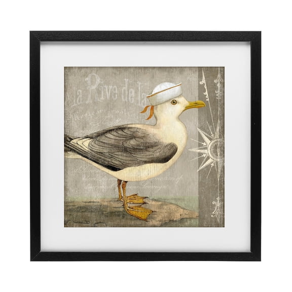 Stupell Industries Rustic Little Seagull Black Framed Print Under Glass, design by Suzanne Nicoll