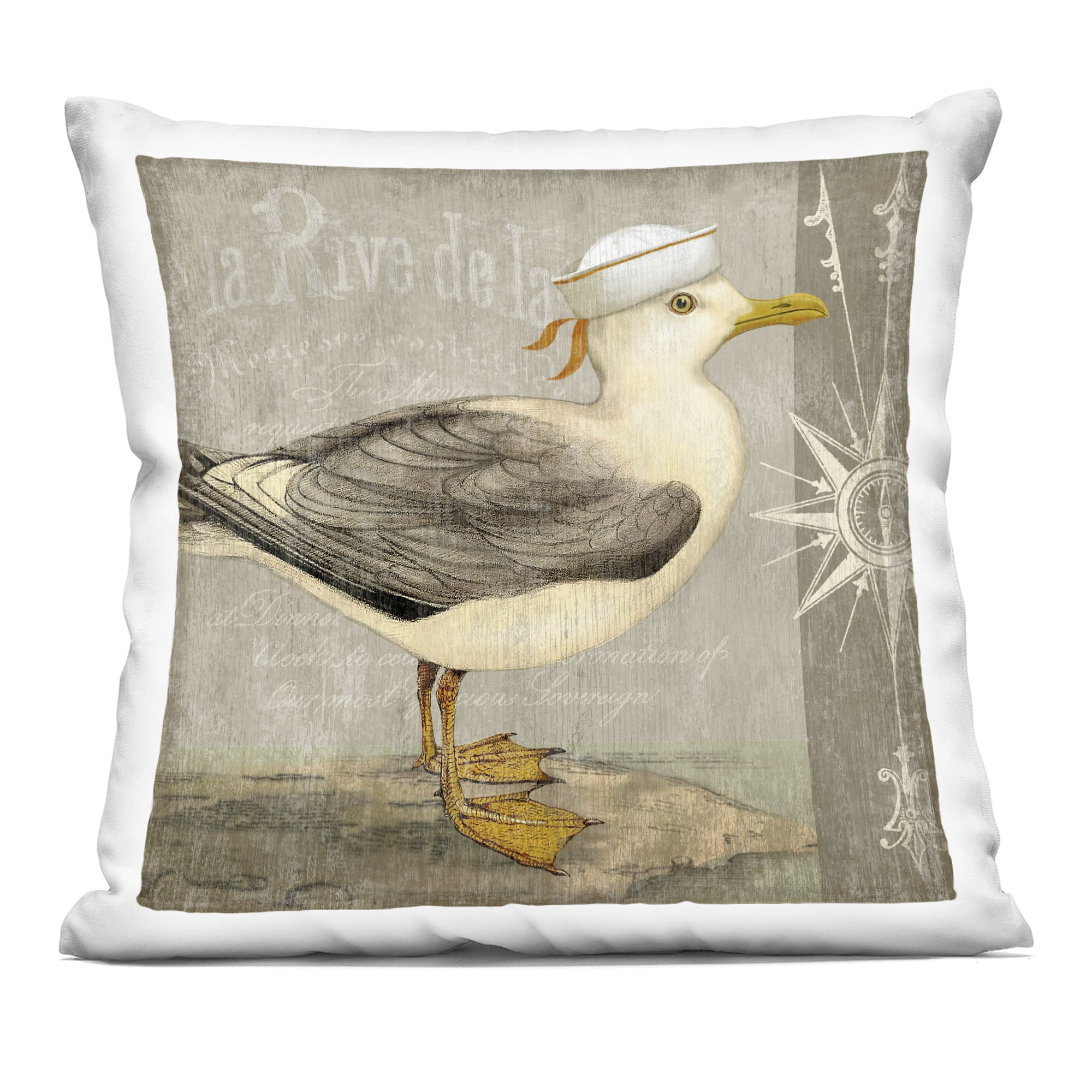 Stupell Industries Rustic Little Seagull Decorative Printed Throw Pillow, design by Suzanne Nicoll, 18 x 7 x 18