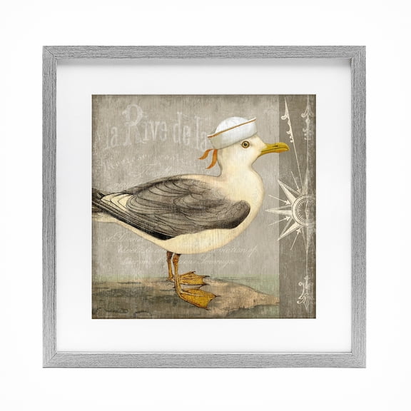 Stupell Industries Rustic Little Seagull Gray Framed Print Under Glass, design by Suzanne Nicoll