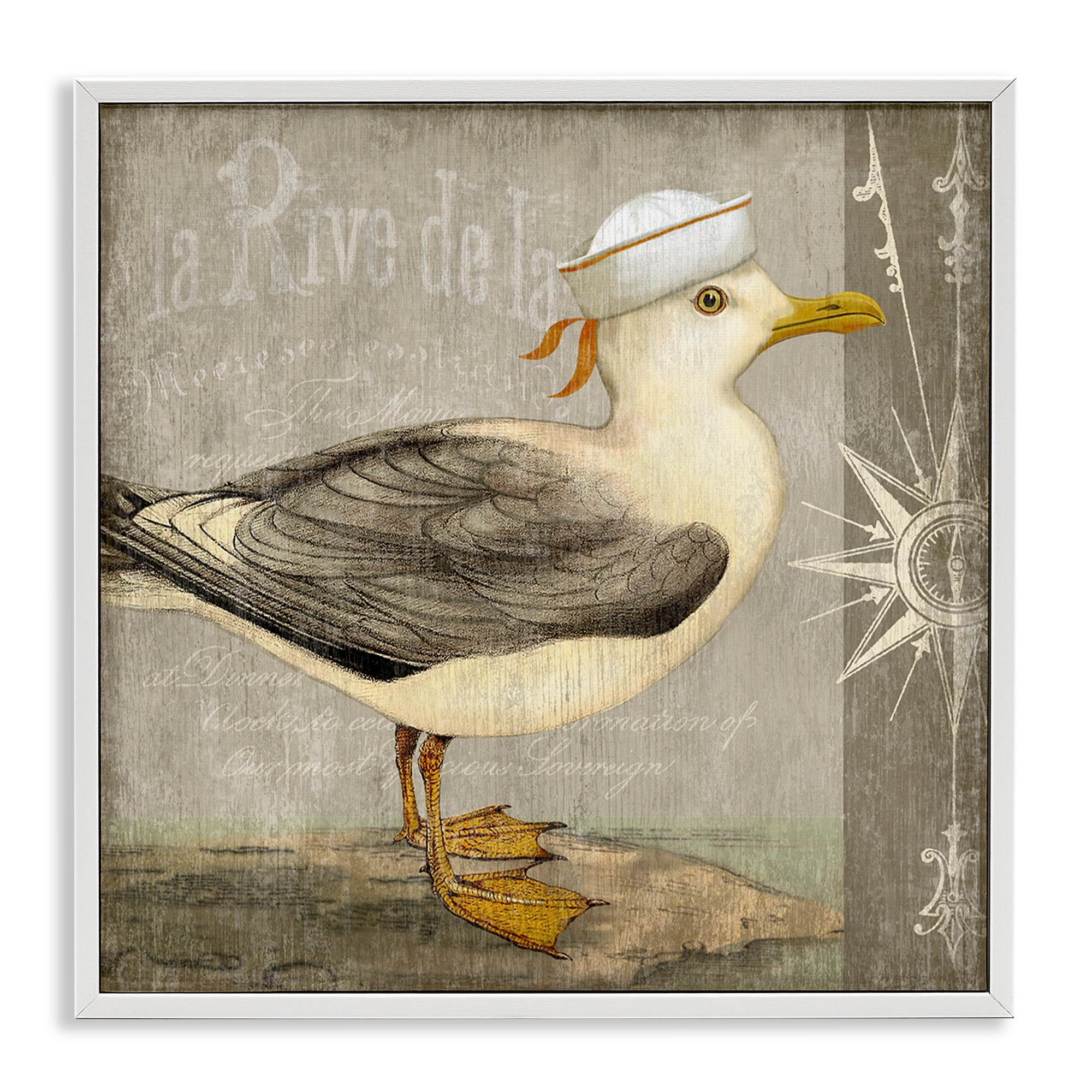 Stupell Industries Rustic Little Seagull White Framed Giclee Art, design by Suzanne Nicoll