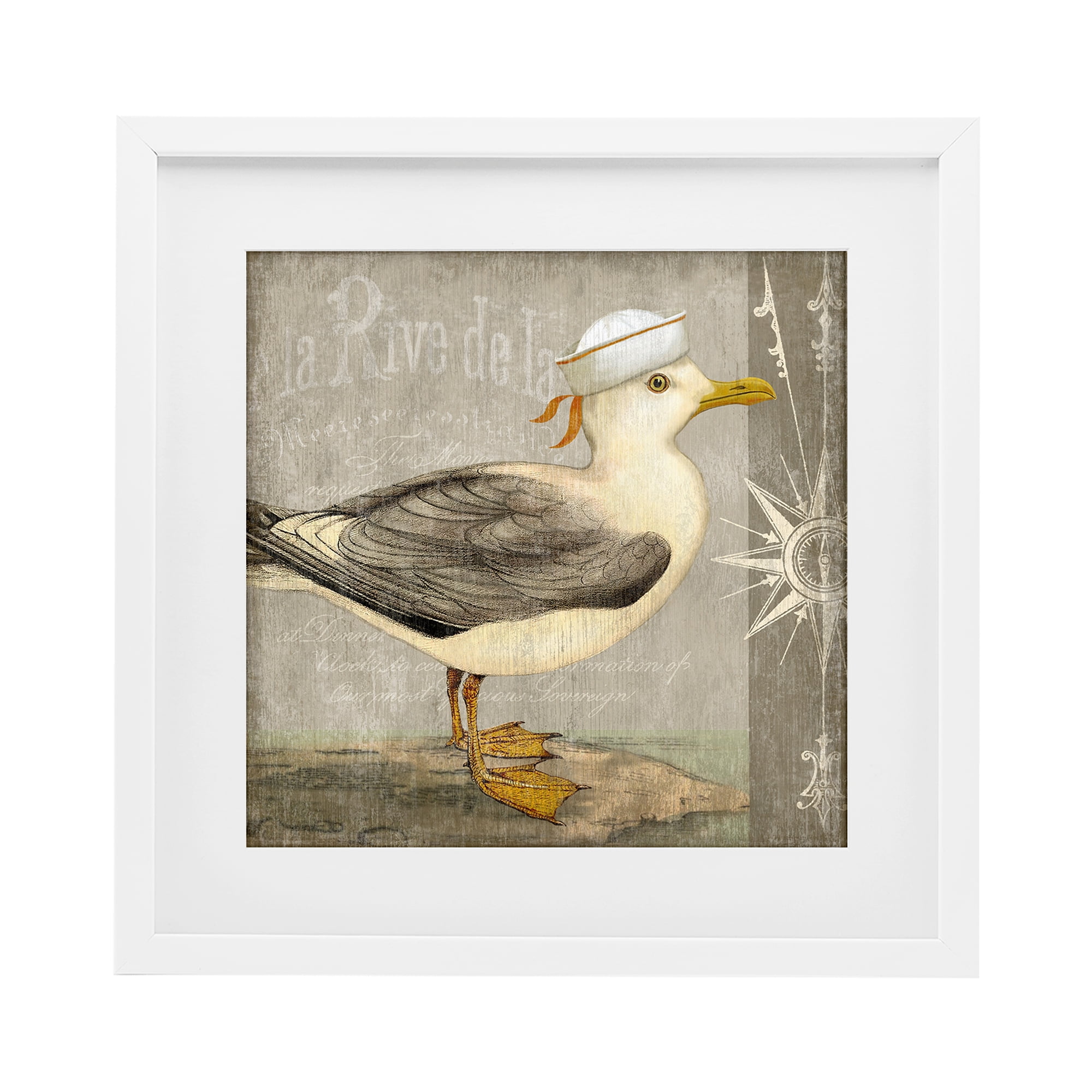 Stupell Industries Rustic Little Seagull White Framed Print Under Glass, design by Suzanne Nicoll