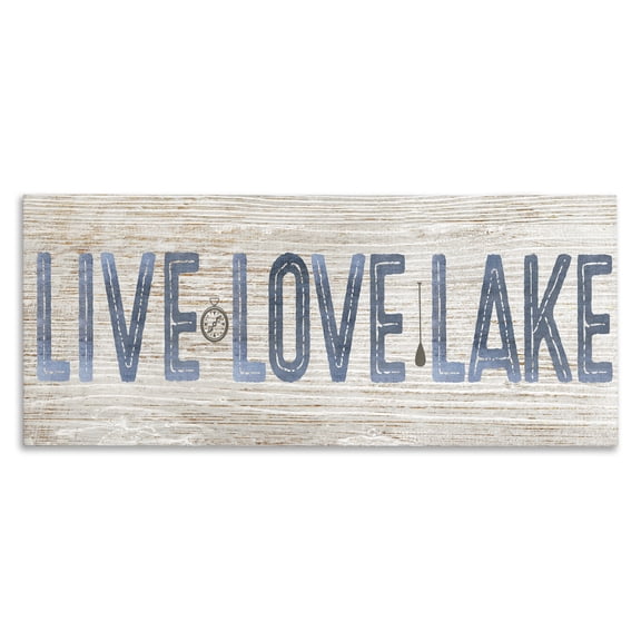 Stupell Industries Rustic Live Love Lake Quotes and Sayings Painting Wrapped Canvas Canvas Art Print Wall Art, 30 x 13