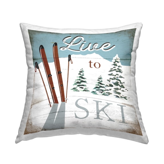 Stupell Industries Rustic Live To Ski Decorative Printed Throw Pillow, 18 x 18