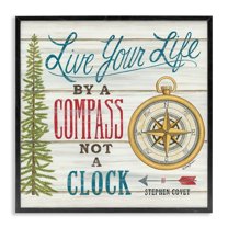 Stupell Industries Rustic Live Your Life by Compass Adventure Quote Designed by Deb Strain