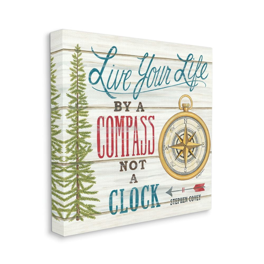Stupell Industries Rustic Live Your Life by Compass Adventure Quote Designed by Deb Strain