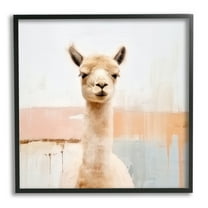 Stupell Industries Rustic Llama Portrait Animals & Insects Painting Black Framed Art Print Wall Art, 12 x 12
