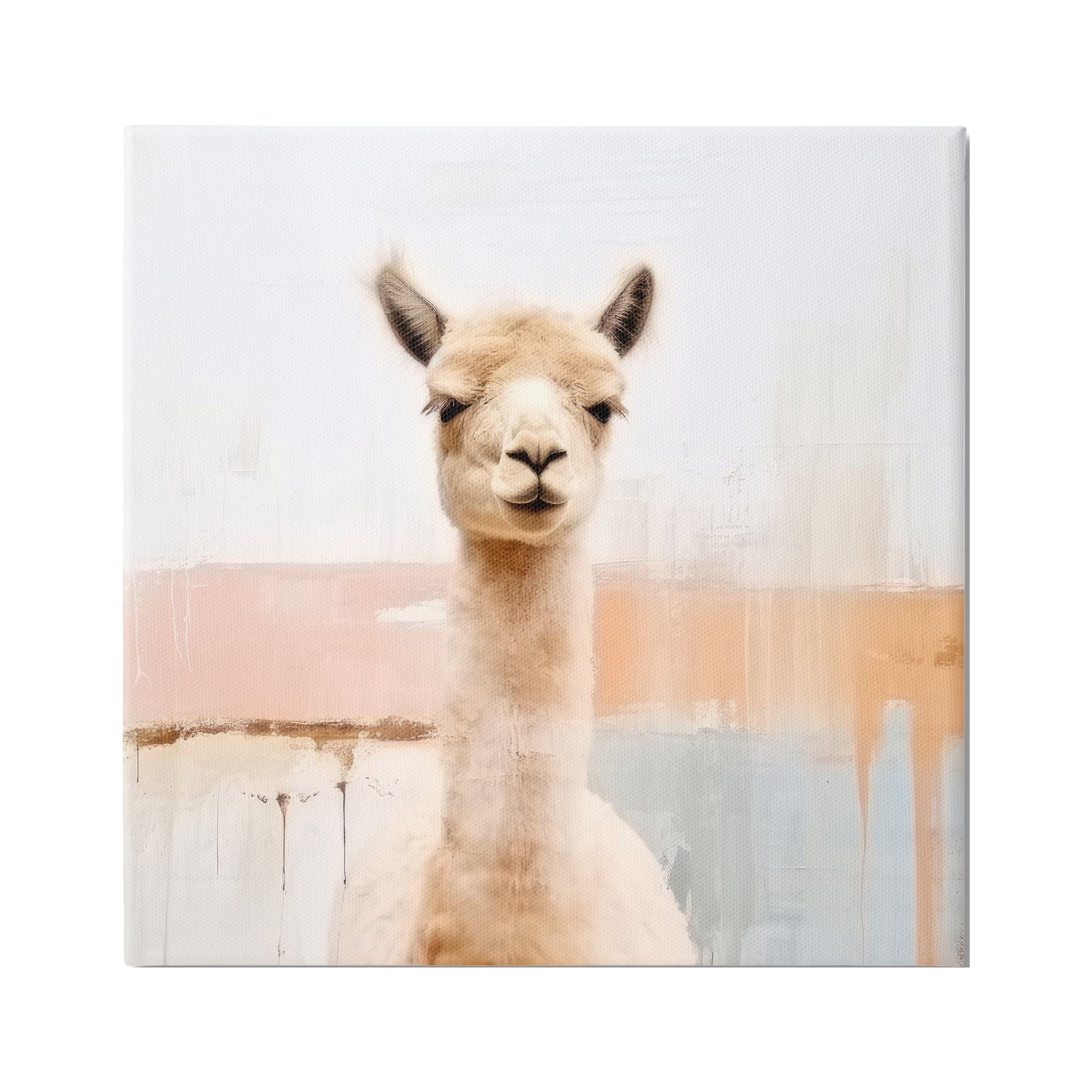 Stupell Industries Rustic Llama Portrait Animals & Insects Painting Gallery Wrapped Canvas Art Print Wall Art, 30 x 30