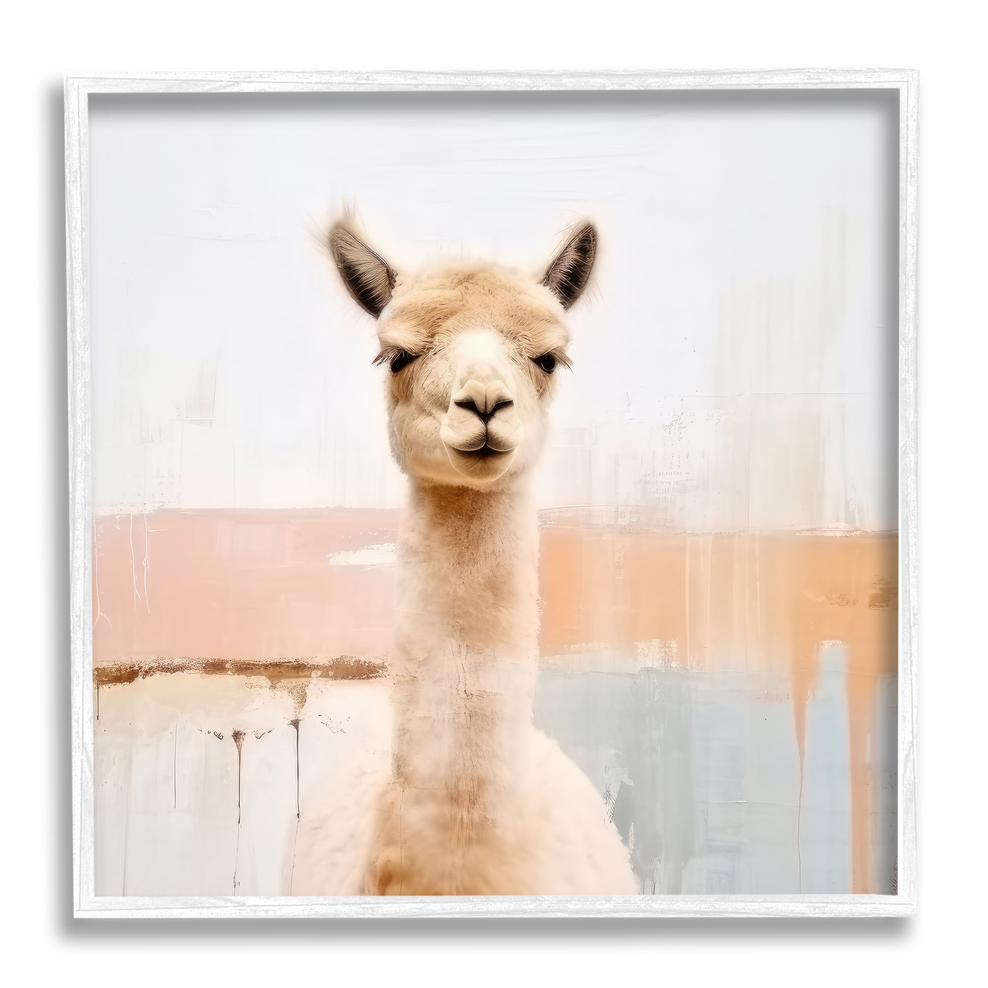 Stupell Industries Rustic Llama Portrait Animals & Insects Painting White Framed Art Print Wall Art, 17 x 17