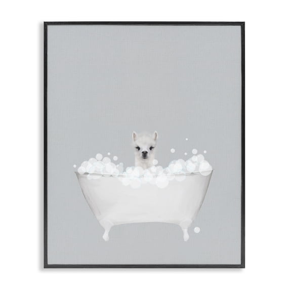Stupell Industries Rustic Lodge Alpaca Blue Bath Cute Black Framed Giclee Art, 24 x 30, by Leah Straatsma