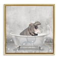 thumbnail image 1 of Stupell Industries Rustic Lodge Baby Hippo Bath Time Gold Floating Frame Canvas Art, 18 x 18, by Kim Allen, 1 of 7