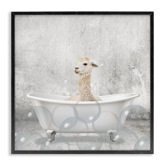 Stupell Industries Rustic Lodge Baby Llama Bath Time Black Framed Giclee Art, 24 x 24, by Kim Allen