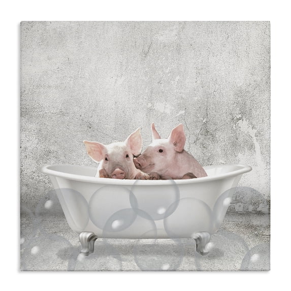 Stupell Industries Rustic Lodge Baby Piglets Bath Time Canvas Art, 17 x 17, by Kim Allen