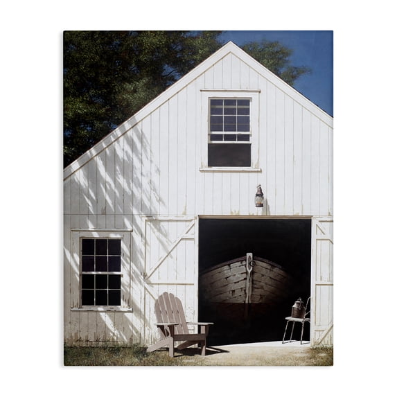 Stupell Industries Rustic Lodge Boat Behind Barn Door Canvas Art, 16 x 20, by Zhen-Huan Lu