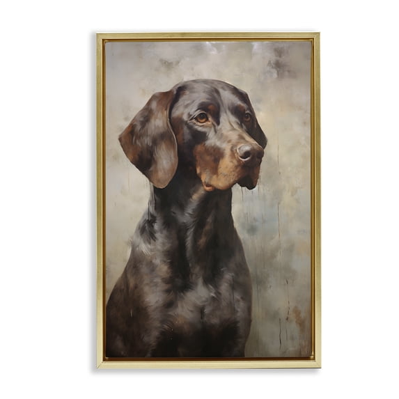 Stupell Industries Rustic Lodge Brown Labrador Visage Gold Floating Frame Canvas Art, 21 x 31, by Petals Prints Design