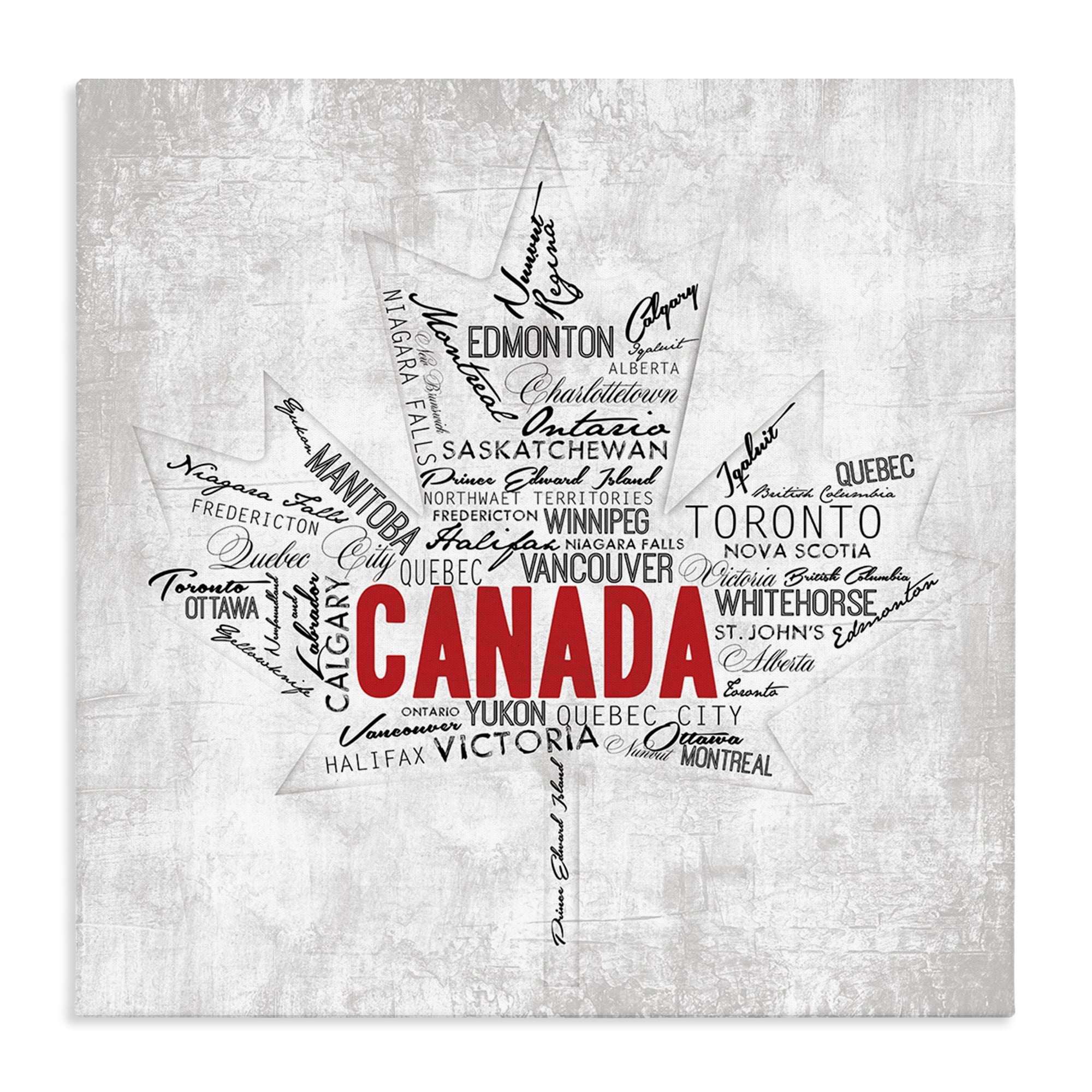 Stupell Industries Rustic Lodge Canadian Flag with Maple Leave and City ...