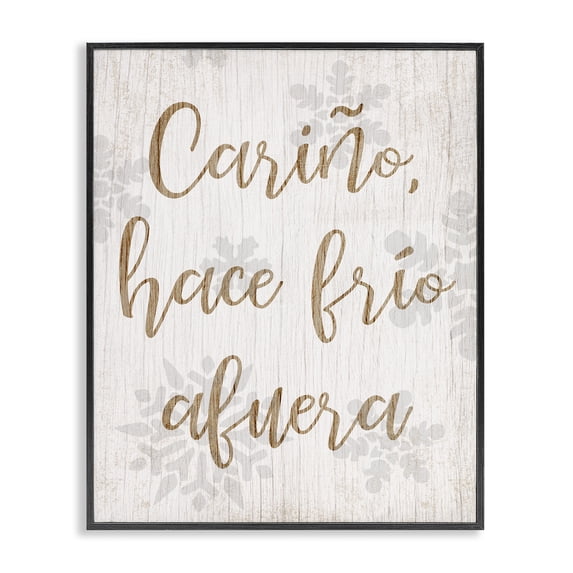Stupell Industries Rustic Lodge Cariño Hace Frio Afuera Black Framed Giclee Art, 11 x 14, by Lil' Rue