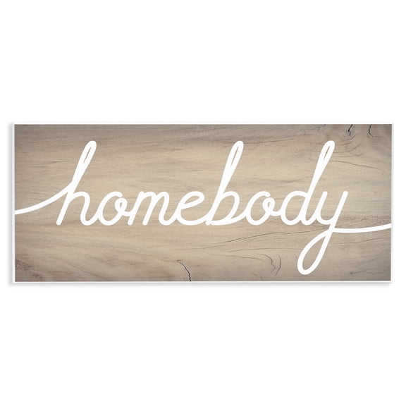 Stupell Industries Rustic Lodge Charming Homebody Cursive Text Wall Plaque Art, 17 x 7, by Lil' Rue