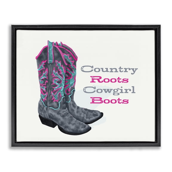Stupell Industries Rustic Lodge Country Roots Phrase Black Floating Frame Canvas Art, 31 x 25, by Lucca Sheppard