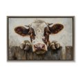 thumbnail image 1 of Stupell Industries Rustic Lodge Cow On Fence Brown Floating Frame Canvas Art, 31 x 21, by Petals Prints Design, 1 of 8