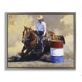thumbnail image 1 of Stupell Industries Rustic Lodge Cowboy & Horse Gallop Gray Floating Frame Canvas Art, 21 x 17, by Julie T. Chapman, 1 of 7