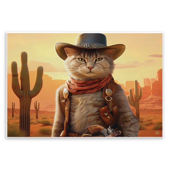 Stupell Industries Rustic Lodge Cowboy Sheriff Cat Wall Plaque Art, 15 x 10, by Michael David Ward