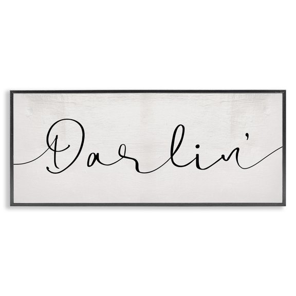 Stupell Industries Rustic Lodge Darlin' Sentiment Elegant Cursive Black Framed Giclee Art, 24 x 10, by Lil' Rue