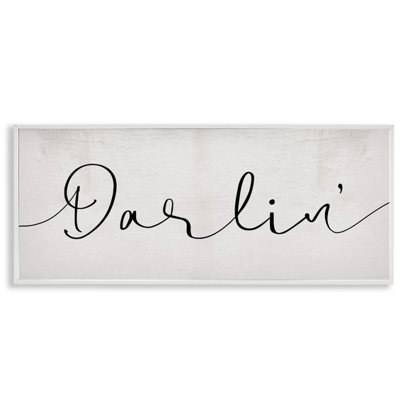 Stupell Industries Rustic Lodge Darlin' Sentiment Elegant Cursive White Framed Giclee Art, 30 x 13, by Lil' Rue