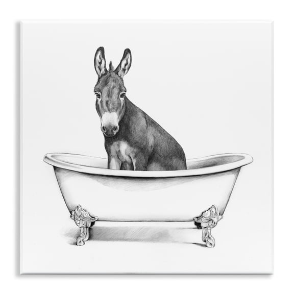 Stupell Industries Rustic Lodge Donkey in Bathtub Sketch Wall Plaque Art, 12 x 12, by Victoria Borges