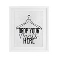 thumbnail image 1 of Stupell Industries Rustic Lodge Drop Pants Here with Hanger White Framed Print Under Glass, 17 x 21, by Kim Allen, 1 of 8