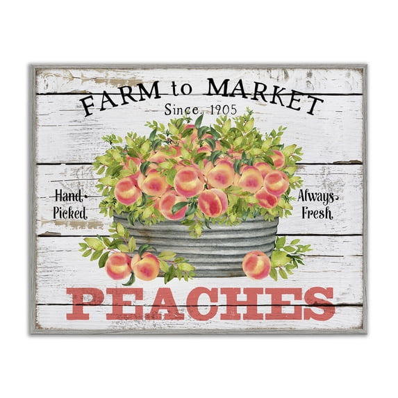 Stupell Industries Rustic Lodge Farm To Market Peaches Gray Framed Giclee Art, 14 x 11, by Creatif Belle