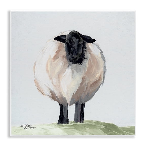 Stupell Industries Rustic Lodge Farmhouse Fuzzy Sheep Portrait Wall Plaque Art, 12 x 12, by Michele Norman