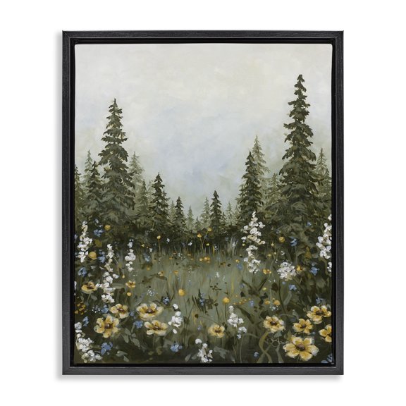 Stupell Industries Rustic Lodge Forest Meadow Clearing Black Floating Frame Canvas Art, 25 x 31, by Hollihocks Art