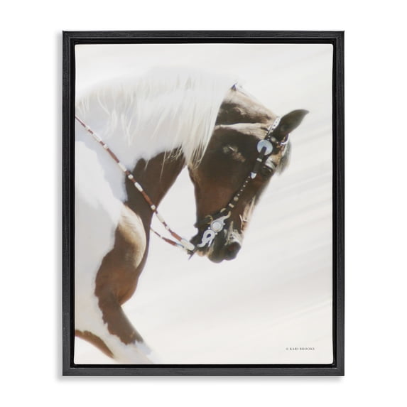 Stupell Industries Rustic Lodge Galloping Horse with Halter Black Floating Frame Canvas Art, 25 x 31, by Kari Brooks