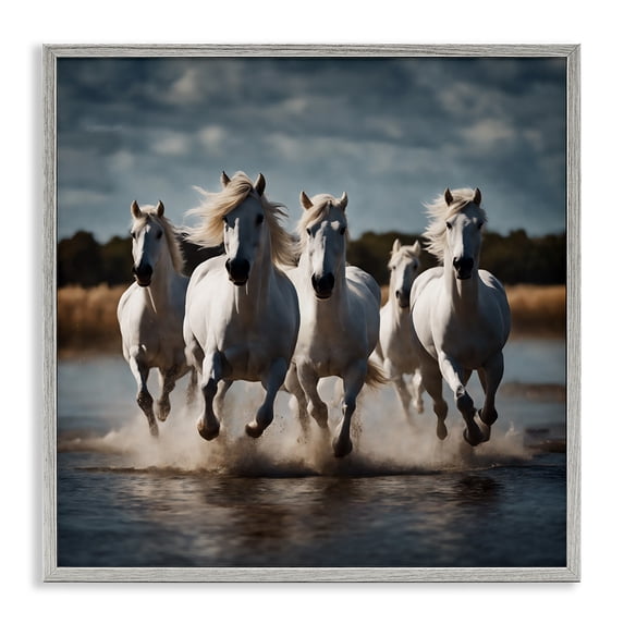 Stupell Industries Rustic Lodge Galloping Stallions Splash Gray Framed Giclee Art, 17 x 17, by Noah Bay