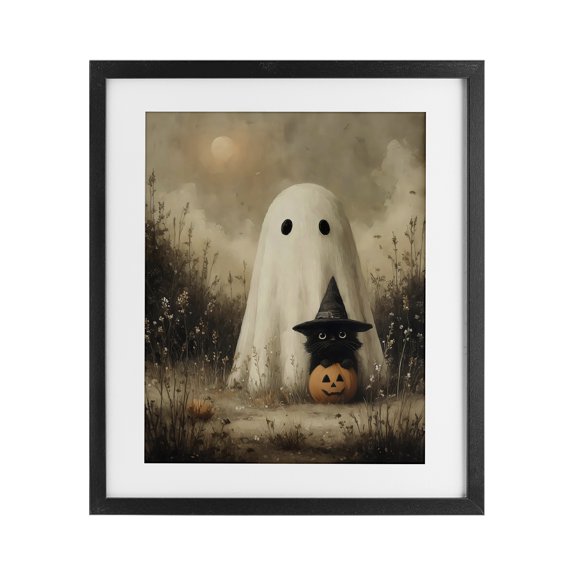 Stupell Industries Rustic Lodge Ghost & Black Kitten Black Framed Print Under Glass, 13 x 16, by Arlington Prints