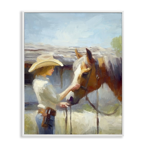 Stupell Industries Rustic Lodge Girl Caring For Horse White Framed Giclee Art, 16 x 20, by Ramona Murdock