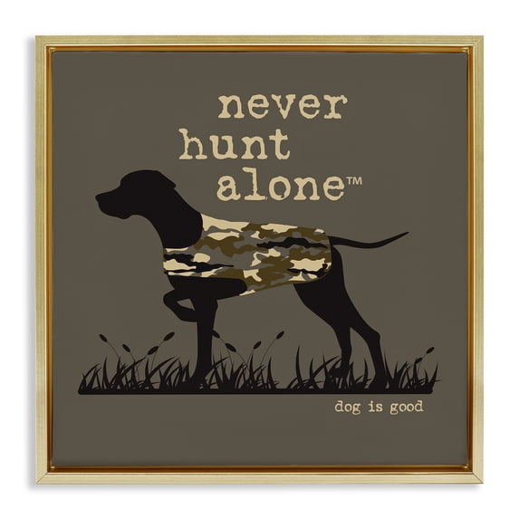 Stupell Industries Rustic Lodge Gold Floating Frame Canvas Art, 18 x 18, by Dog Is Good
