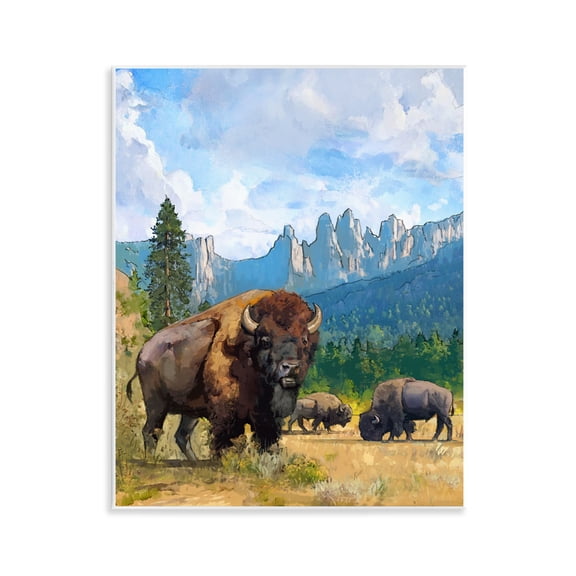 Stupell Industries Rustic Lodge Grazing Bison Desert Abstraction Wall Plaque Art, 11 x 14, by David Owens Illustration