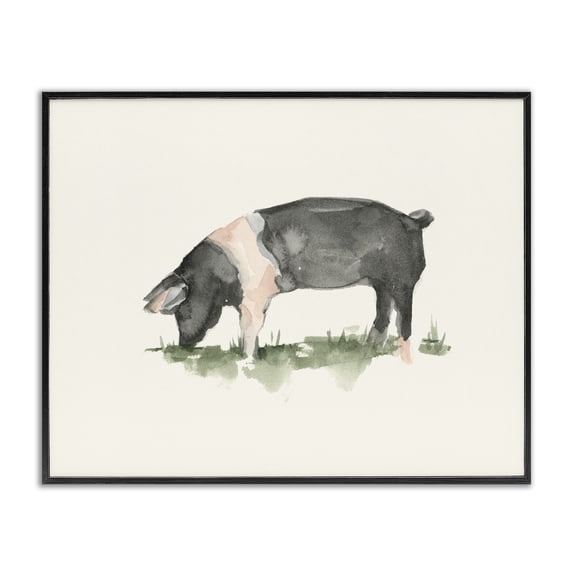 Stupell Industries Rustic Lodge Grazing Farm Animal Hog Black Framed Giclee Art, 30 x 24, by Ethan Harper