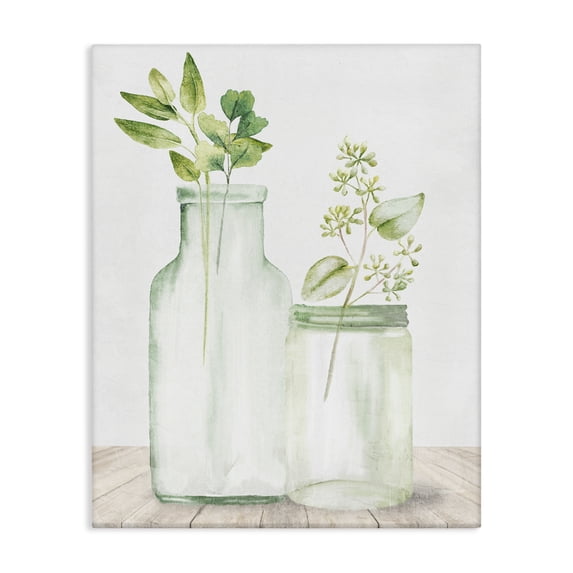 Stupell Industries Rustic Lodge Herbal Plant Sprigs Country Glass Jars Rustic Canvas Art, 16 x 20, by Kim Allen