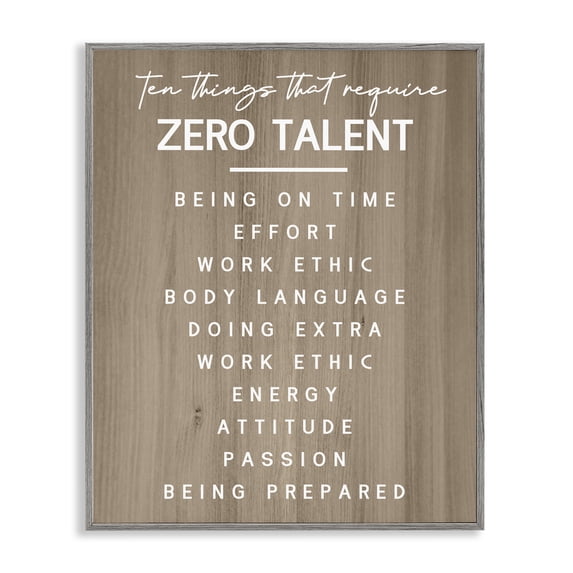 Stupell Industries Rustic Lodge Inspirational Zero Talent Gray Framed Giclee Art, 24 x 30, by Lil' Rue