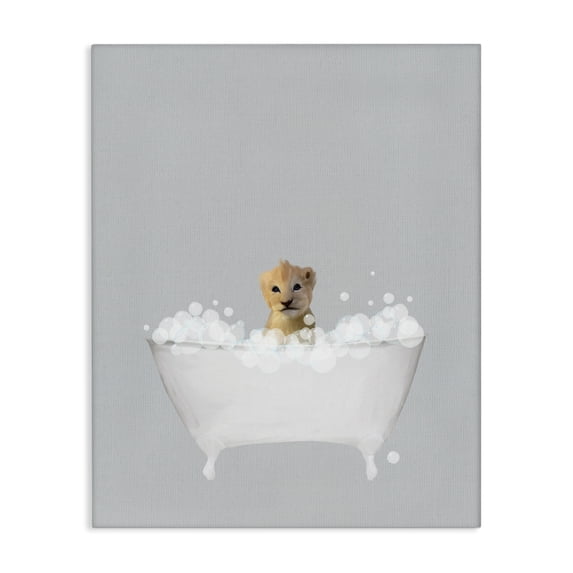 Stupell Industries Rustic Lodge Lion Blue Bath Cute Canvas Art, 16 x 20, by Leah Straatsma