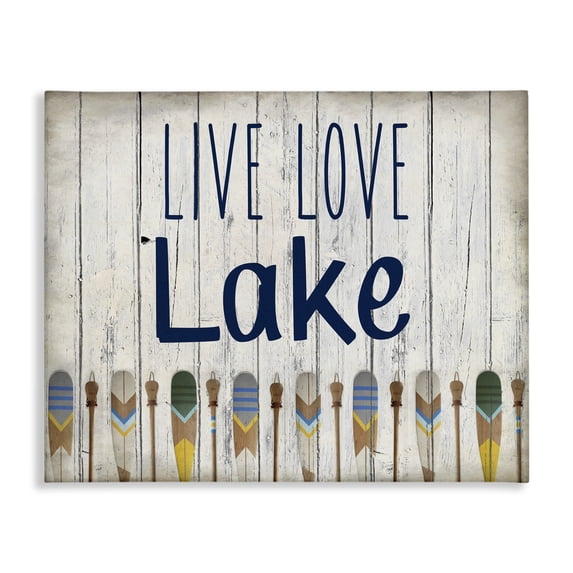 Stupell Industries Rustic Lodge Live Love Lake Oars Canvas Art, 20 x 16, by Kim Allen