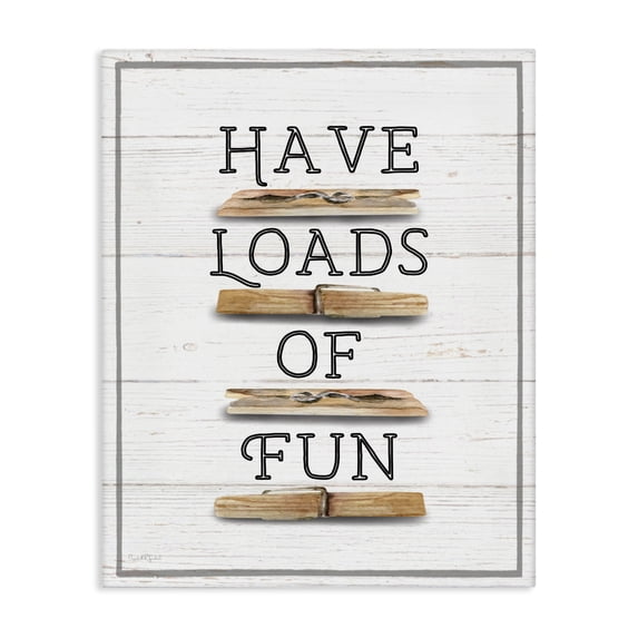 Stupell Industries Rustic Lodge Loads of Fun Clothespins Canvas Art, 16 x 20, by Elizabeth Tyndall